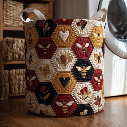 Honey Hearts Quilted Laundry Basket GFTOQM1824