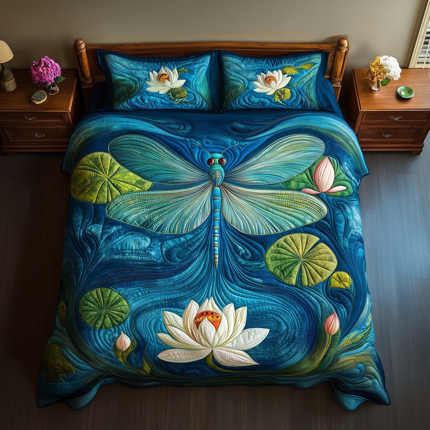 Lotus Dragonfly Duvet Cover Set GFTOQM1915
