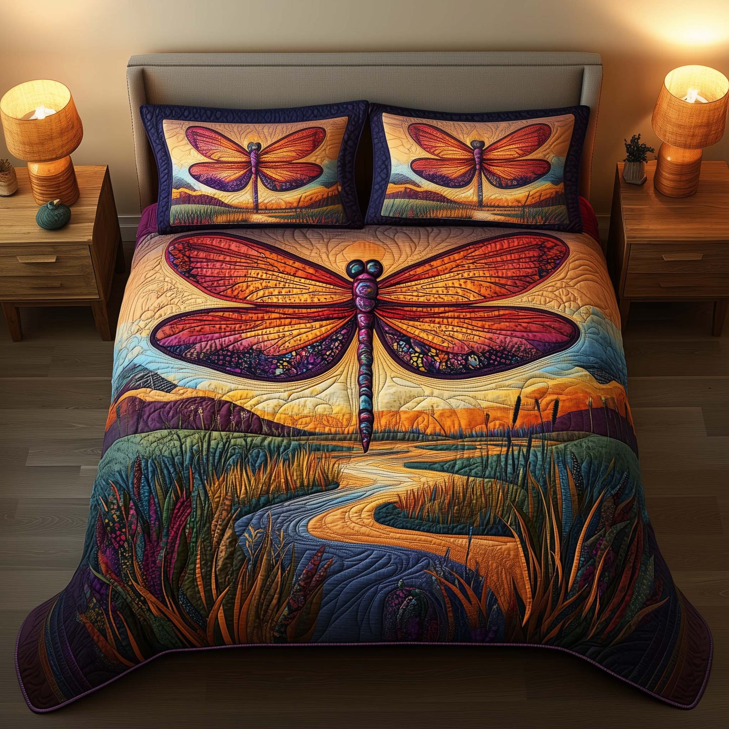 Sunset Dragonfly Duvet Cover Set GFTOQM1916