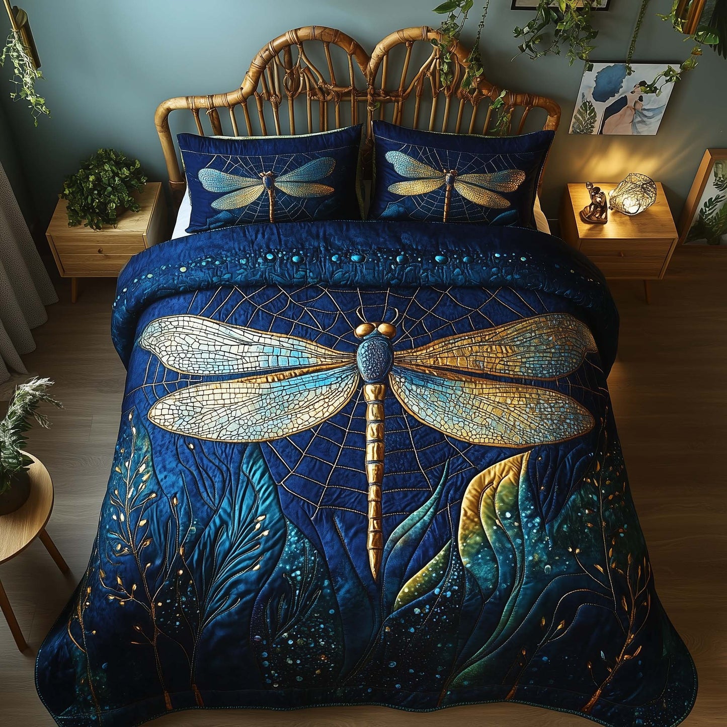 Golden Dragonfly Duvet Cover Set GFTOQM1918