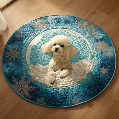 Cream Poodle Quilted Round Mat GFTOQM191