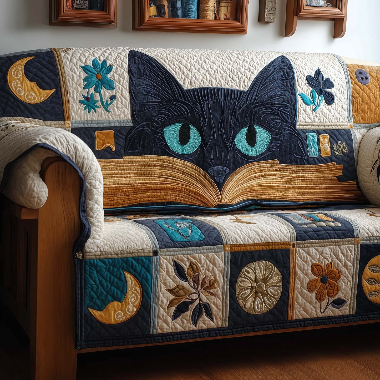 Book Cat Quilted Sofa Cover GFTOQM1931