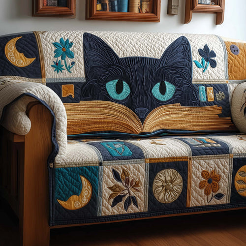 Book Cat Quilted Sofa Cover GFTOQM1931