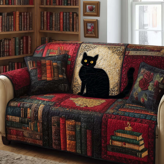 Book Cat Quilted Sofa Cover GFTOQM1932