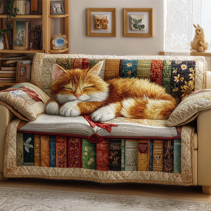 Book Cat Quilted Sofa Cover GFTOQM1933