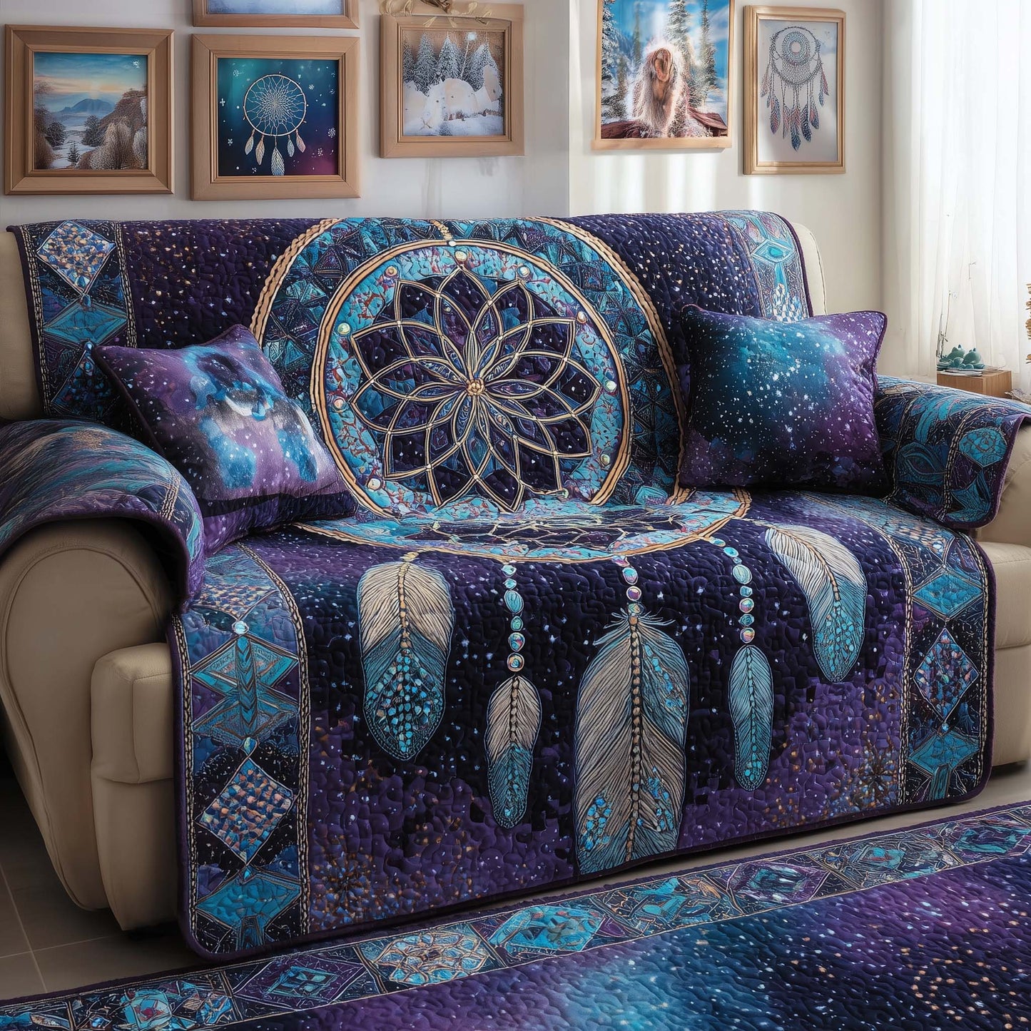 Dreamcatcher Quilted Sofa Cover GFTOQM1935