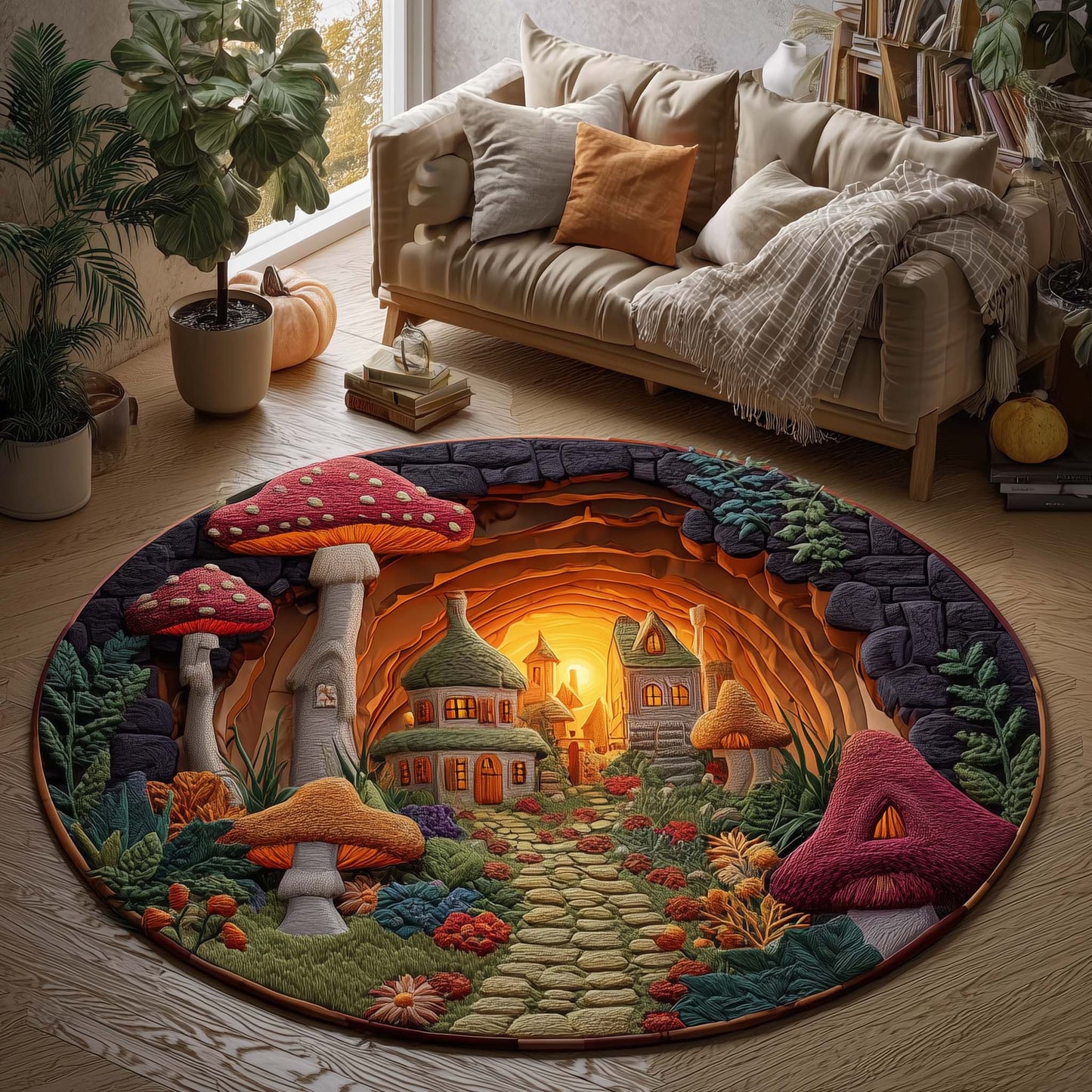 Mushroom Quilted Round Mat GFTOQM1938