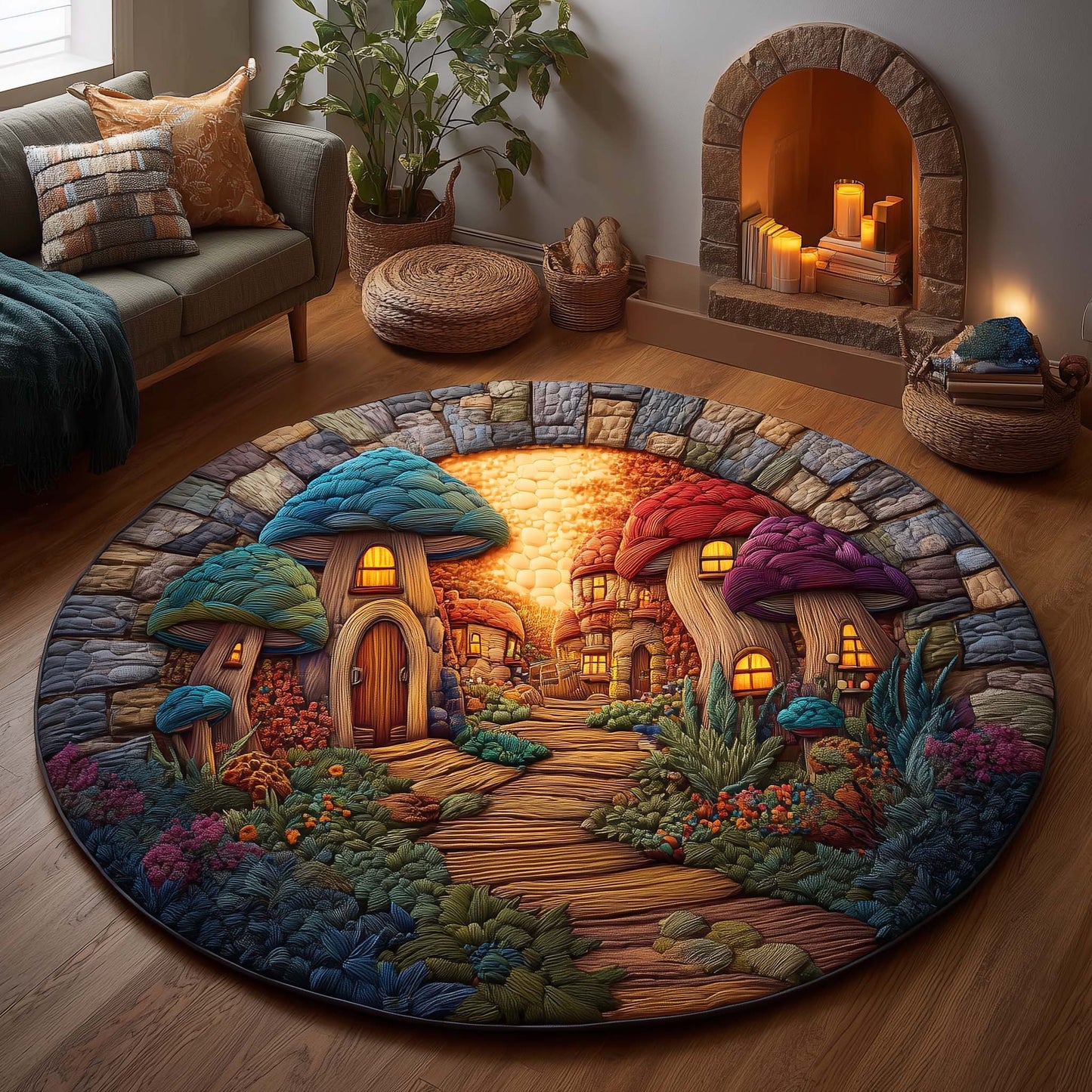 Mushroom Quilted Round Mat GFTOQM1939