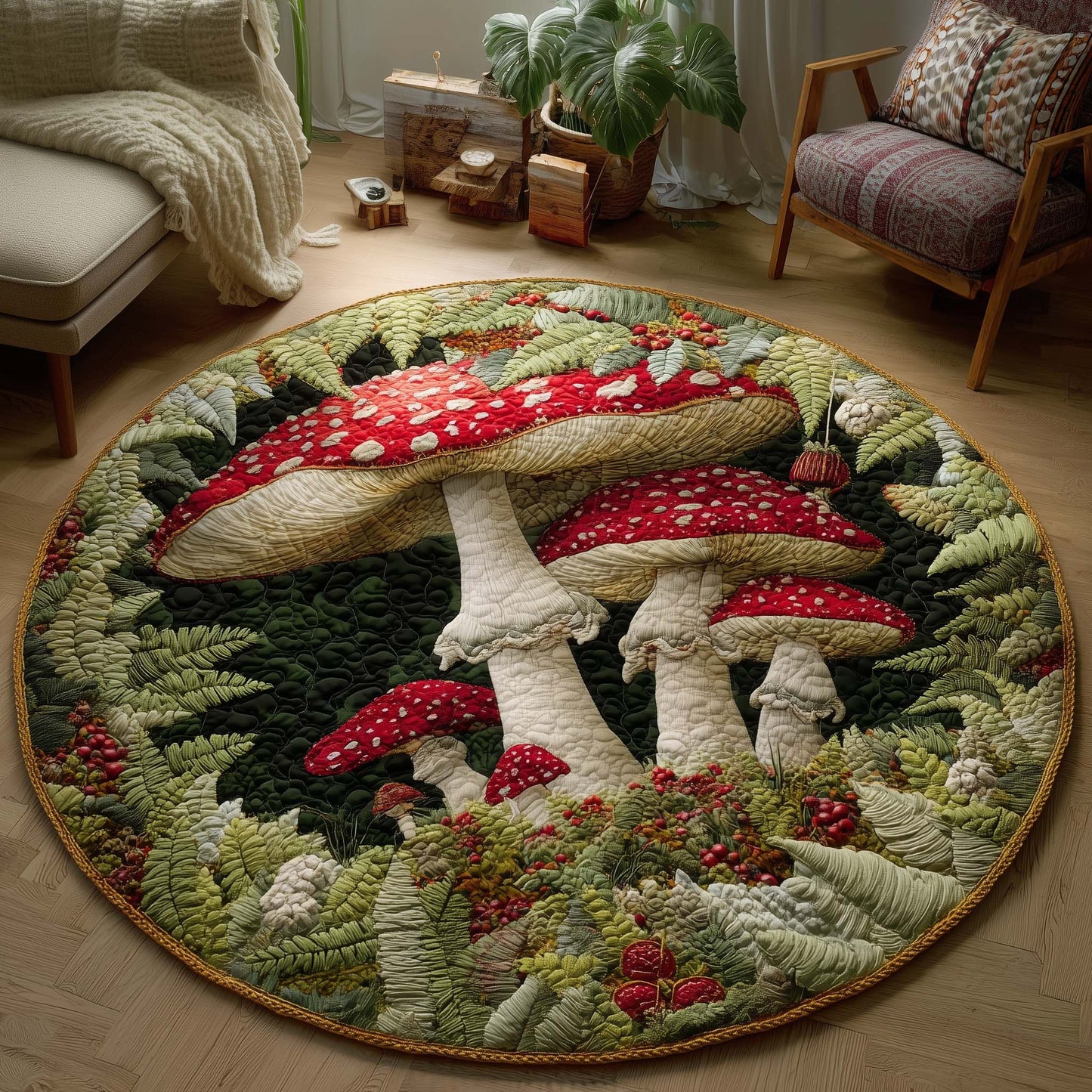 Mushroom Quilted Round Mat GFTOQM1941
