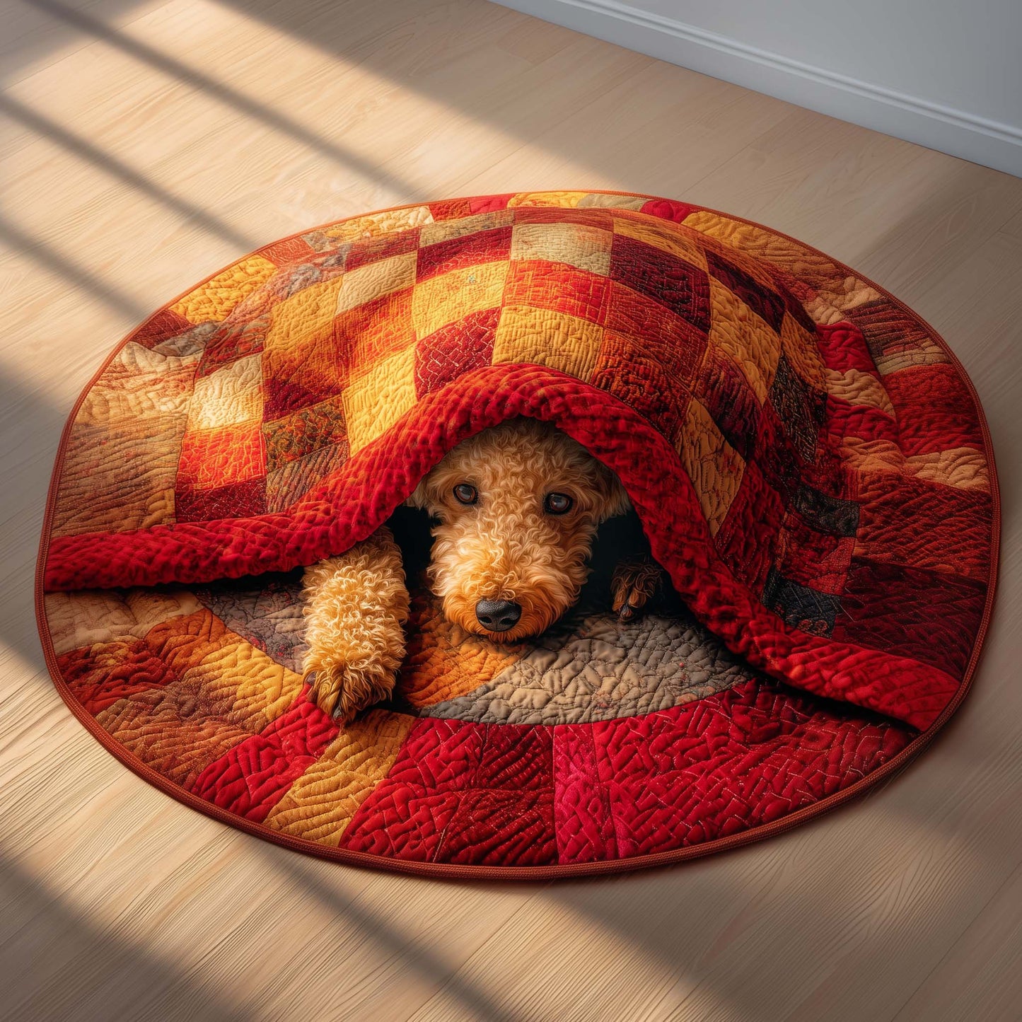 Lying Poodle Quilted Round Mat GFTOQM194