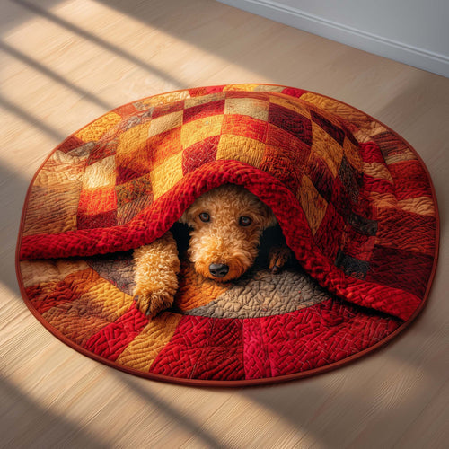 Lying Poodle Quilted Round Mat GFTOQM194
