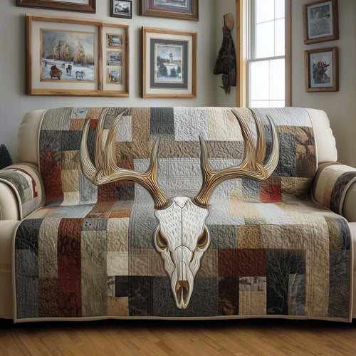 Ivory Antlers Quilted Sofa Cover GFTOQM1958