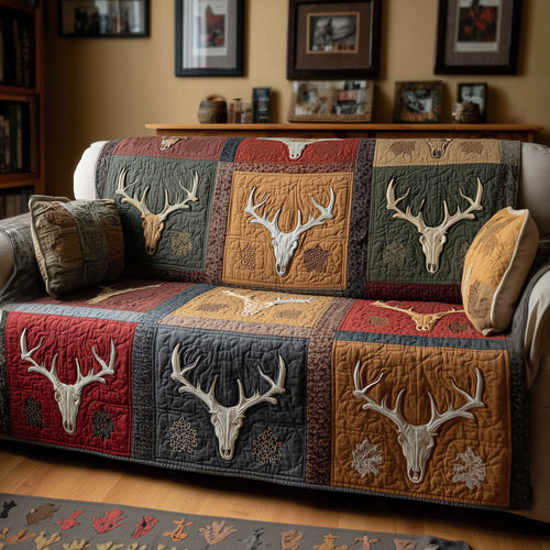 Patchwork Antlers Quilted Sofa Cover GFTOQM1959