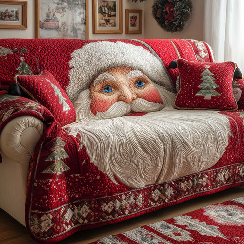 Happy Santa Quilted Sofa Cover GFTOQM195