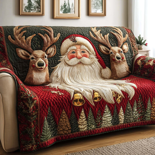 Cheerful Santa Quilted Sofa Cover GFTOQM196