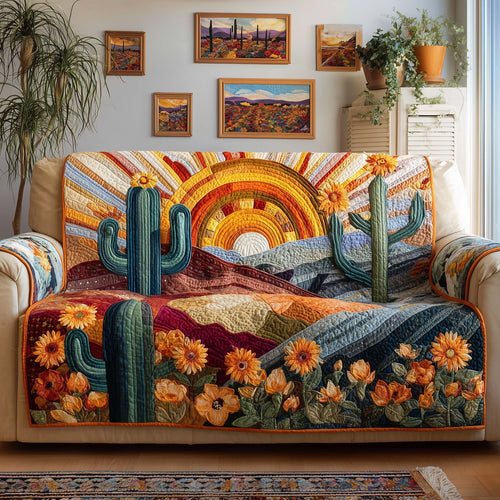 Golden Bloom Quilted Sofa Cover GFTOQM1975