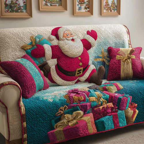 Happy Santa Quilted Sofa Cover GFTOQM199