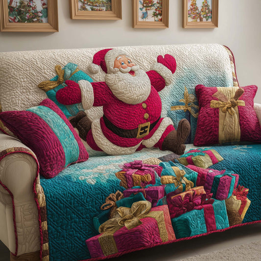 Happy Santa Quilted Sofa Cover GFTOQM199