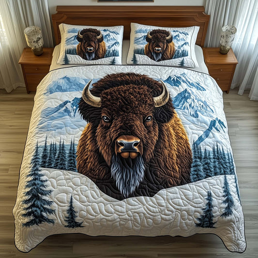 Frosted Bison 3-Piece Quilted Bedding Set GFTOQM2006