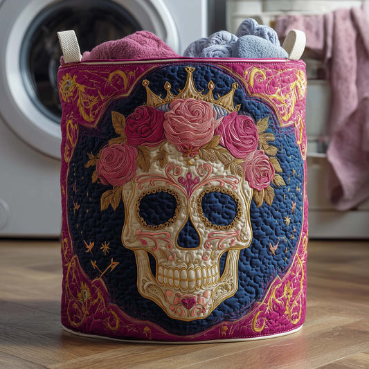 Crowned Skull Quilted Laundry Basket GFTOQM2010