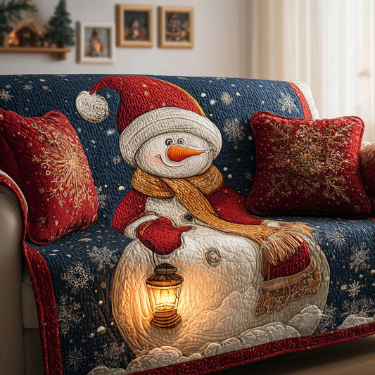 Cheerful Snowman Quilted Sofa Cover GFTOQM203