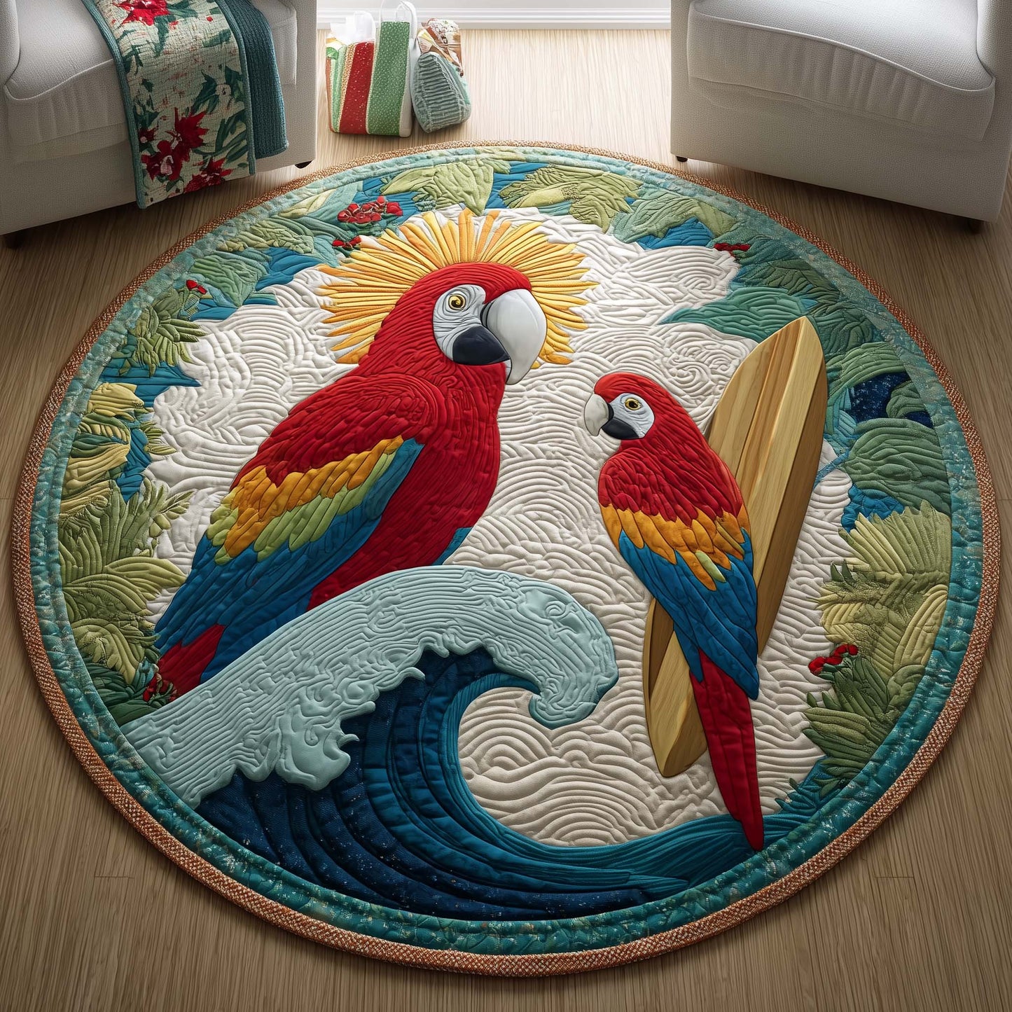 Ocean Macaws Quilted Round Mat GFTOQM2042