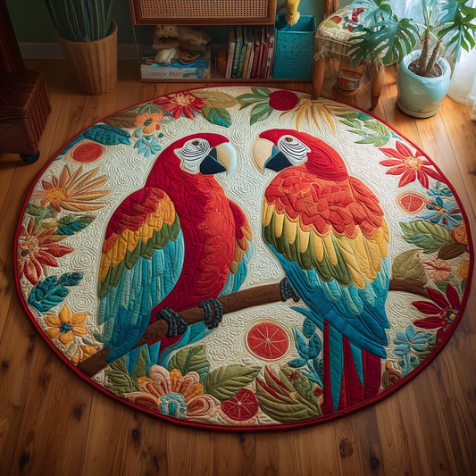 Floral Macaws Quilted Round Mat GFTOQM2043