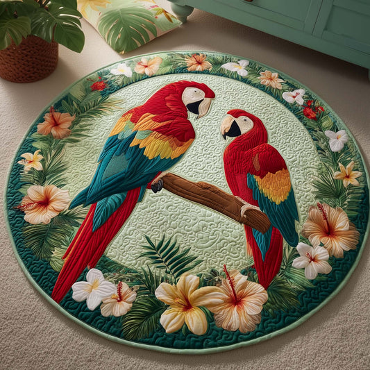 Garden Parrots Quilted Round Mat GFTOQM2044