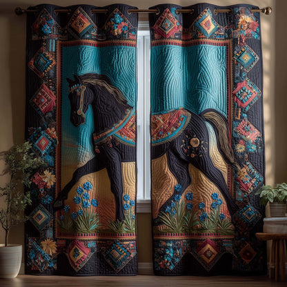 Midnight Horse Quilted Curtains GFTOQM2047