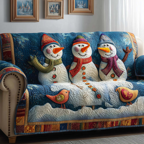 Trio Snowmen Quilted Sofa Cover GFTOQM204