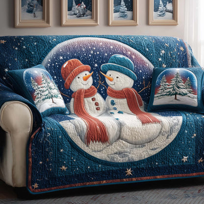 Lovely Snowmen Quilted Sofa Cover GFTOQM205