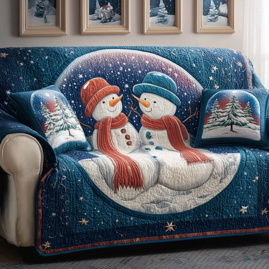 Lovely Snowmen Quilted Sofa Cover GFTOQM205