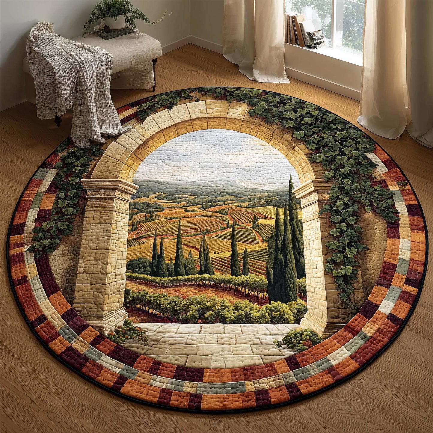 Tuscan Arch Quilted Round Mat GFTOQM2069