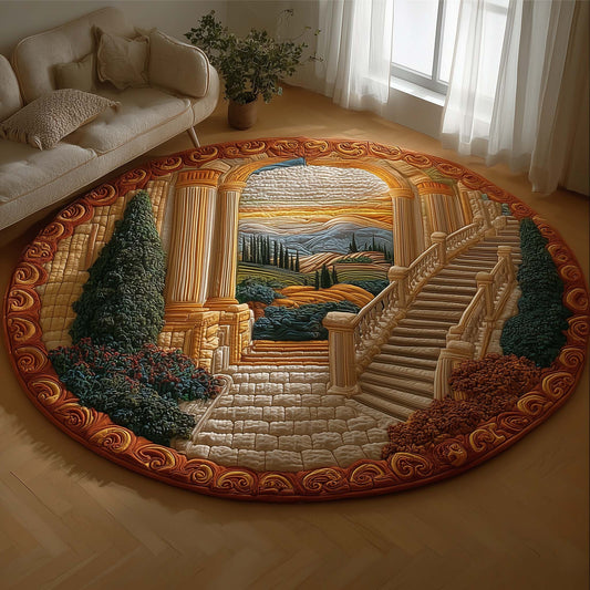 Tuscan Stair Quilted Round Mat GFTOQM2071