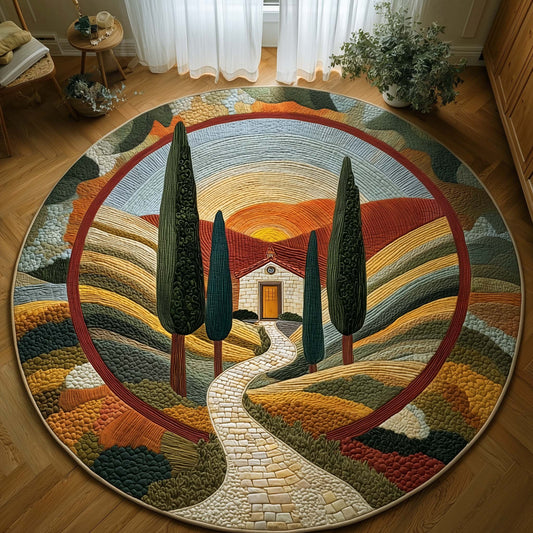 Tuscan Path Quilted Round Mat GFTOQM2073