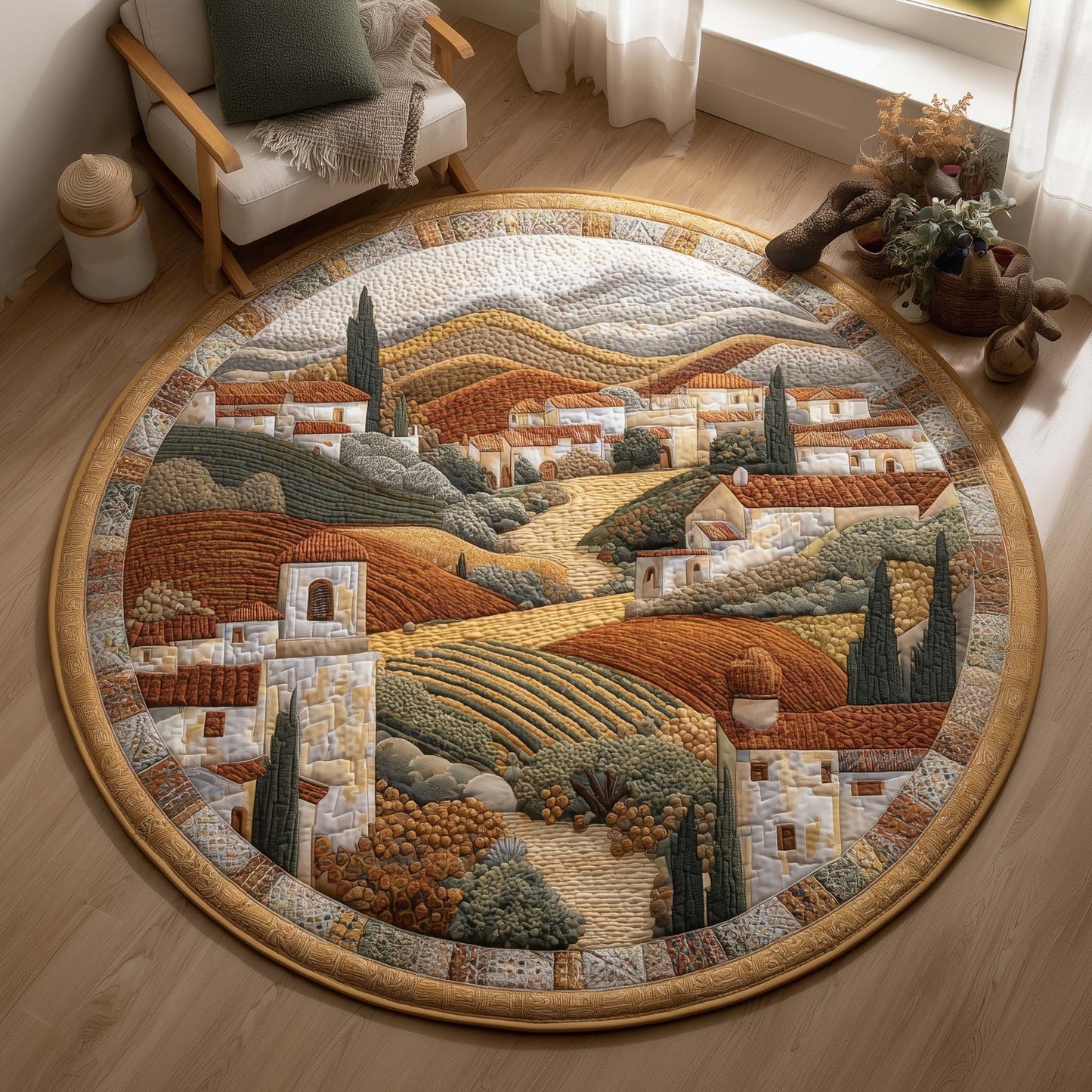 Tuscan Valley Quilted Round Mat GFTOQM2074