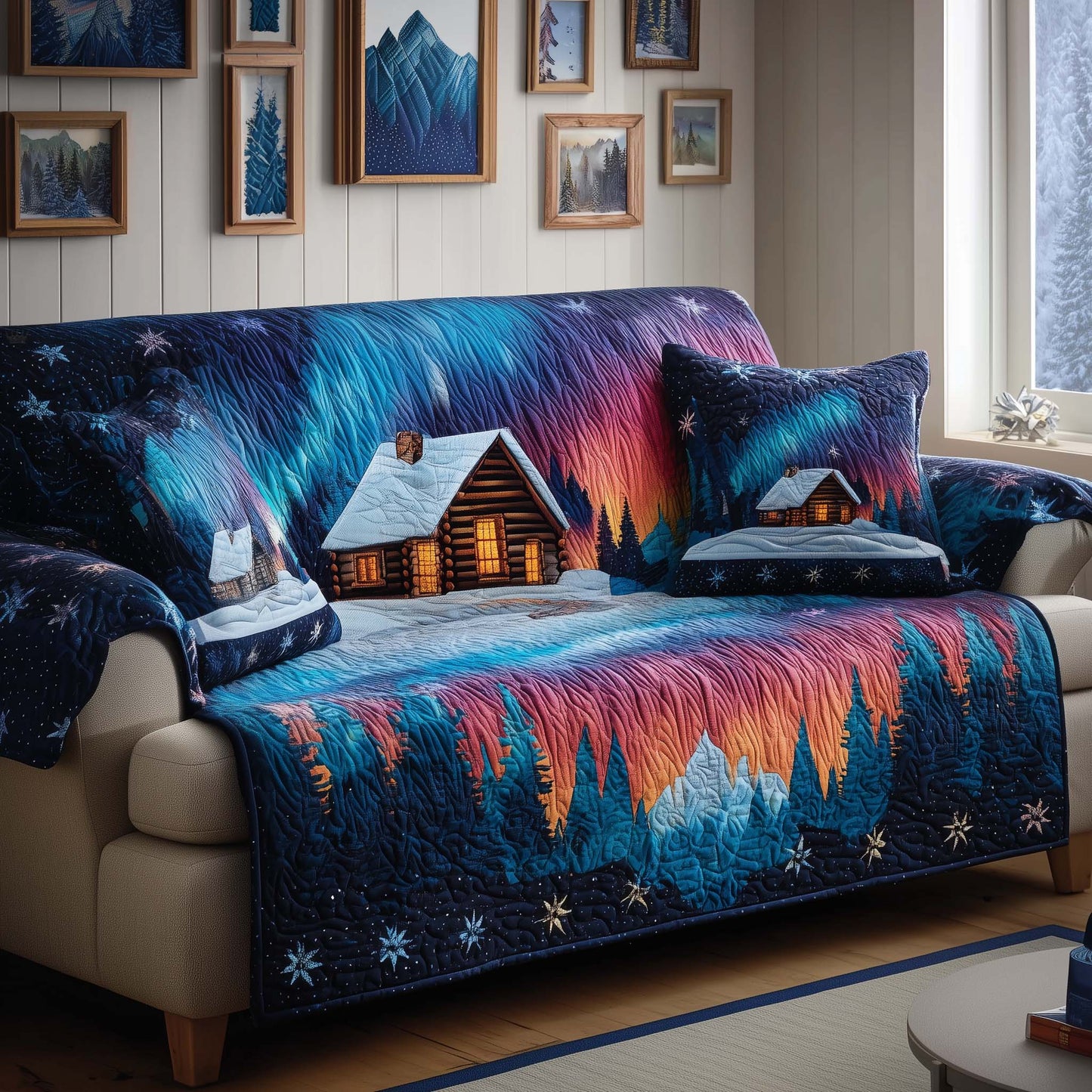 Polar Cabin Quilted Sofa Cover GFTOQM2082