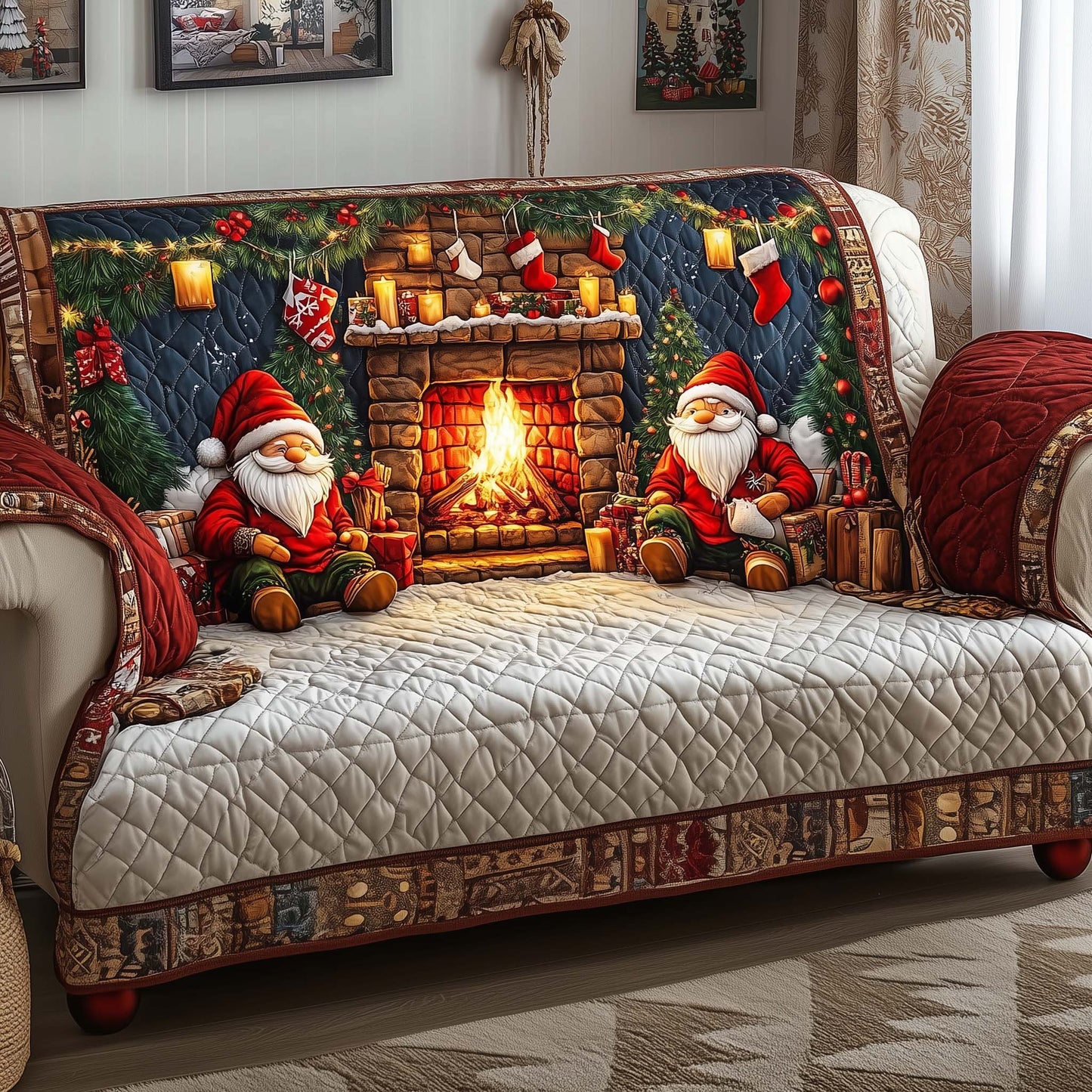 Gnomes Quilted Sofa Cover GFTOQM210