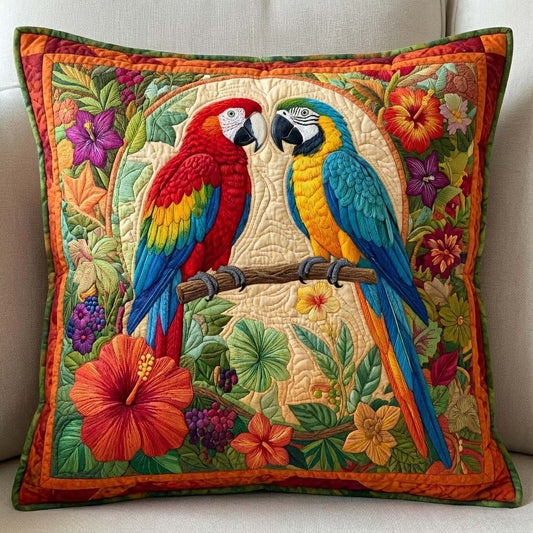 Tropical Parrots Quilted Pillow Case GFTOQM2110