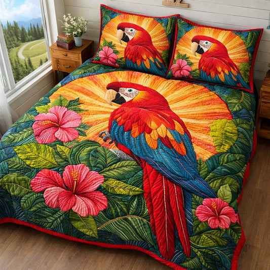 Sunburst Macaw 3-Piece Quilted Bedding Set GFTOQM2112