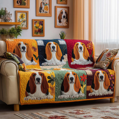 Patchwork Basset Quilted Sofa Cover GFTOQM2116