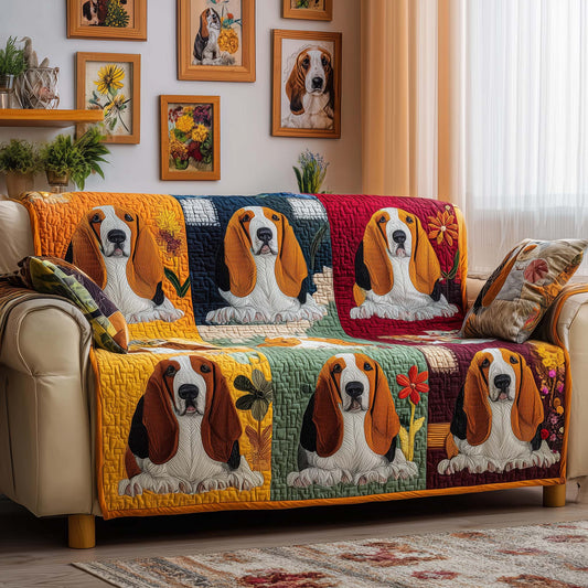 Patchwork Basset Quilted Sofa Cover GFTOQM2116