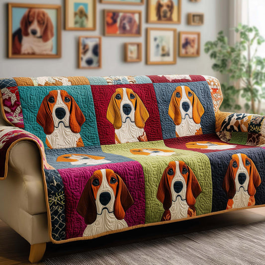 Colorful Basset Quilted Sofa Cover GFTOQM2117