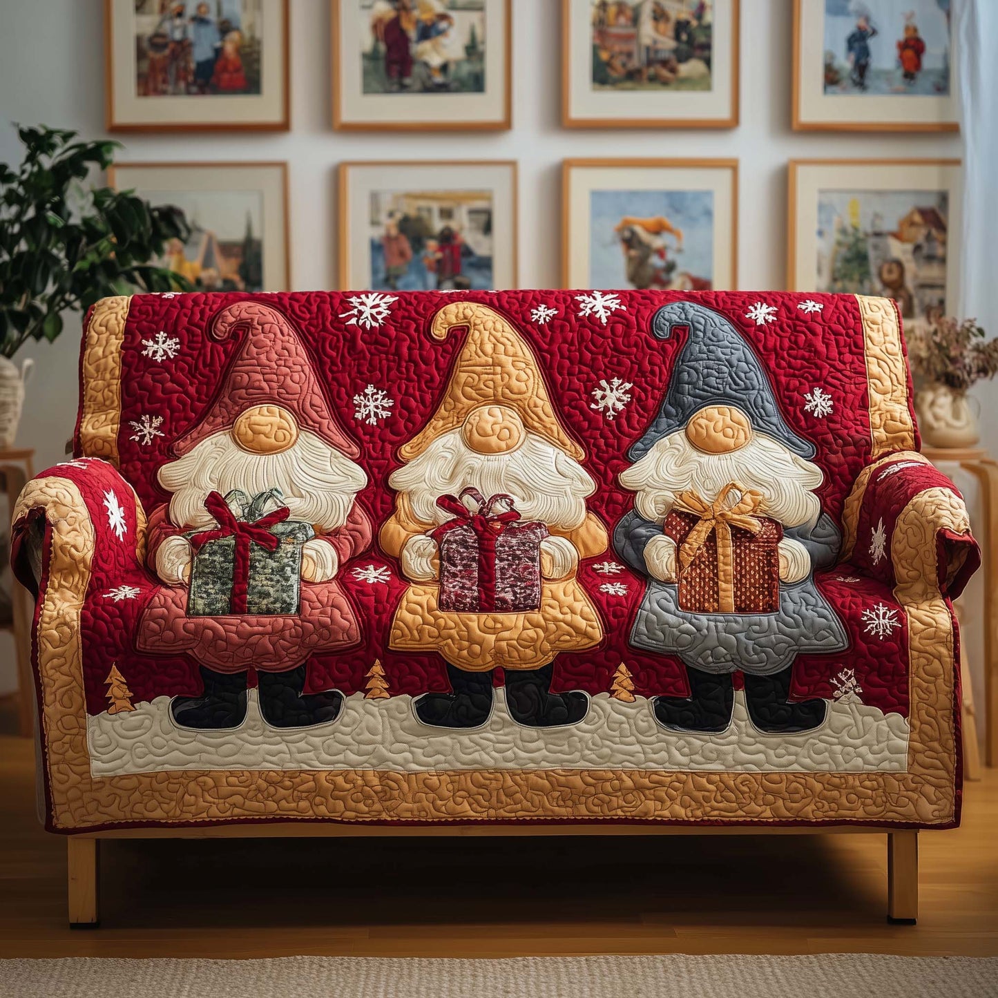 Gnomes Quilted Sofa Cover GFTOQM211