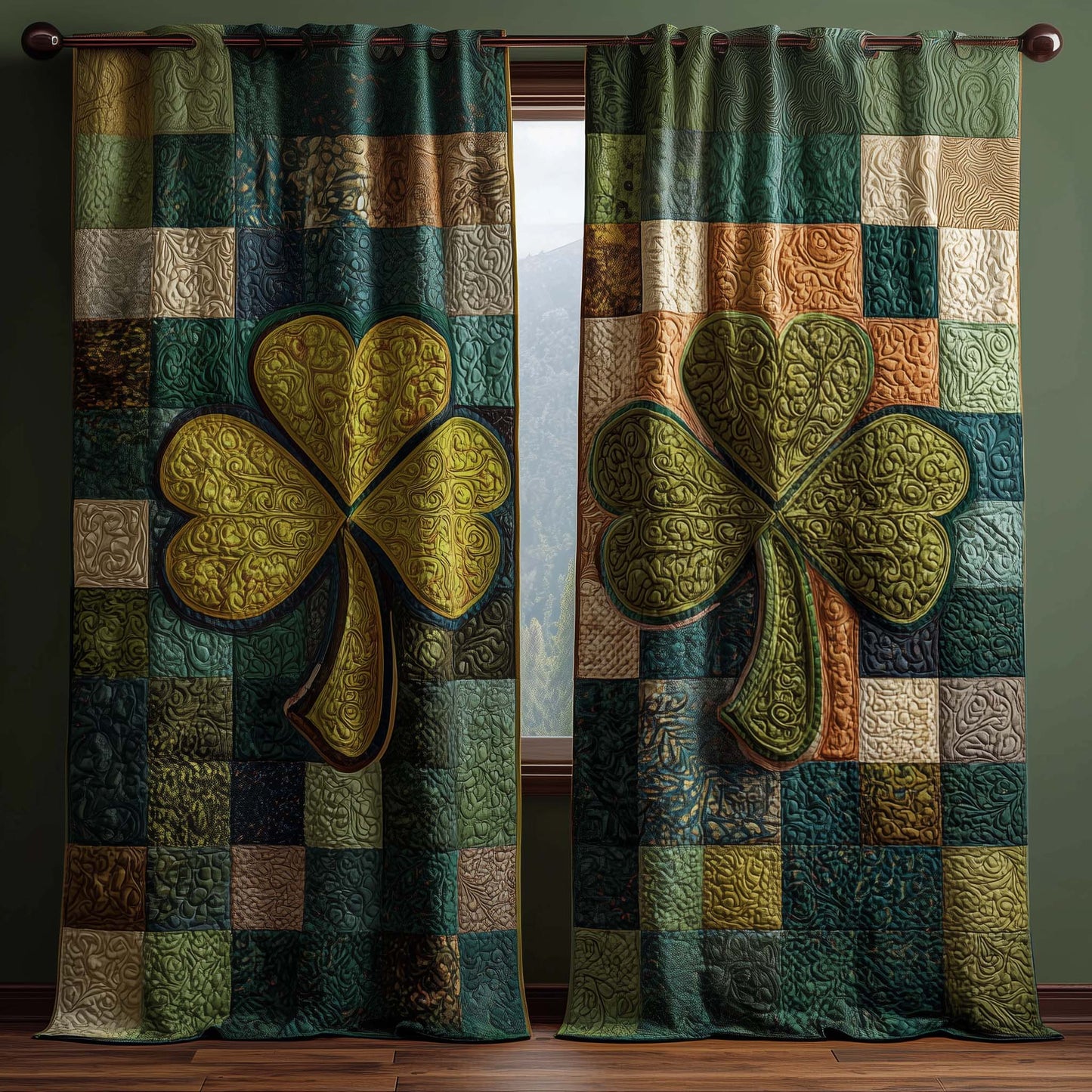 Shamrock Patchwork Quilted Curtains GFTOQM2153