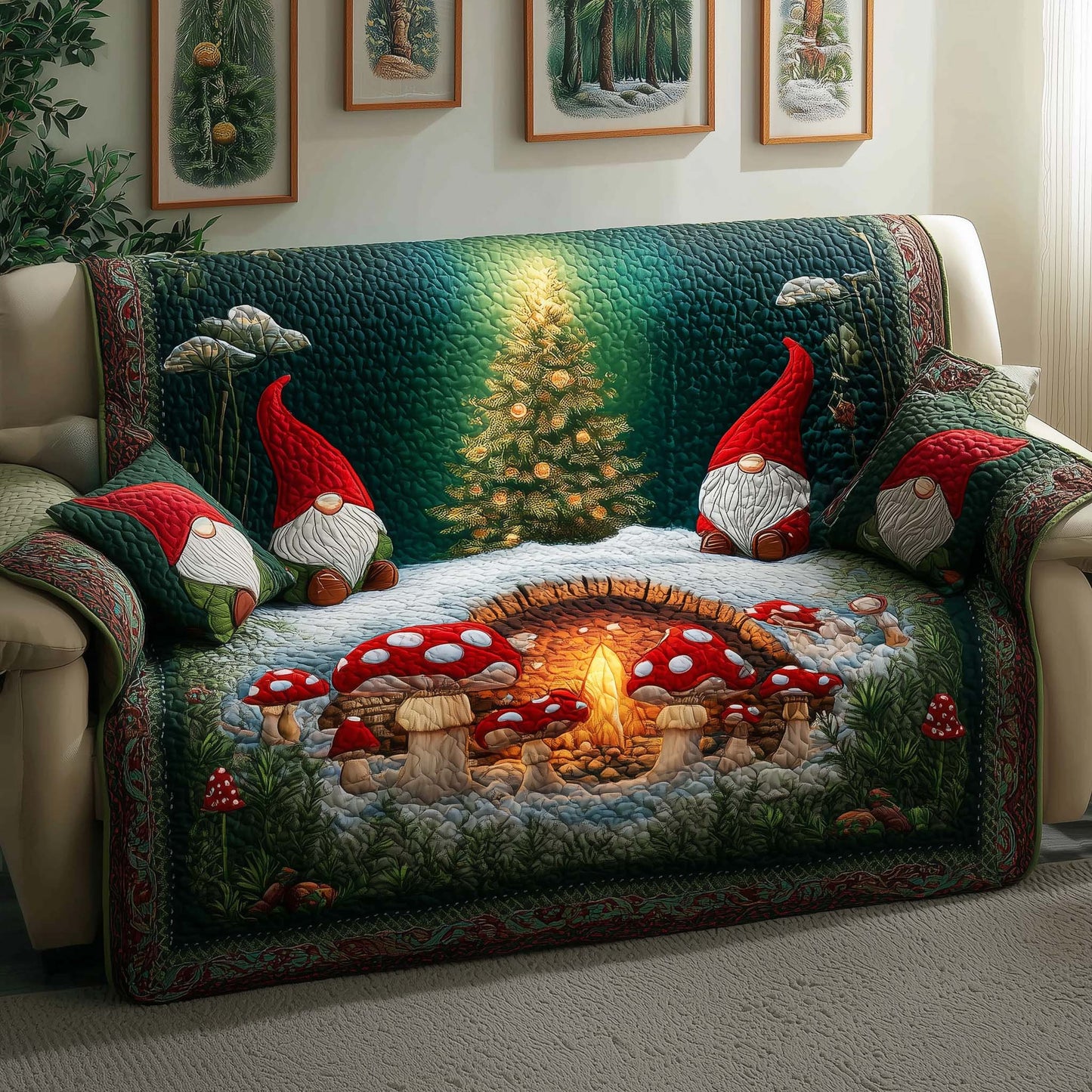 Gnomes Quilted Sofa Cover GFTOQM216