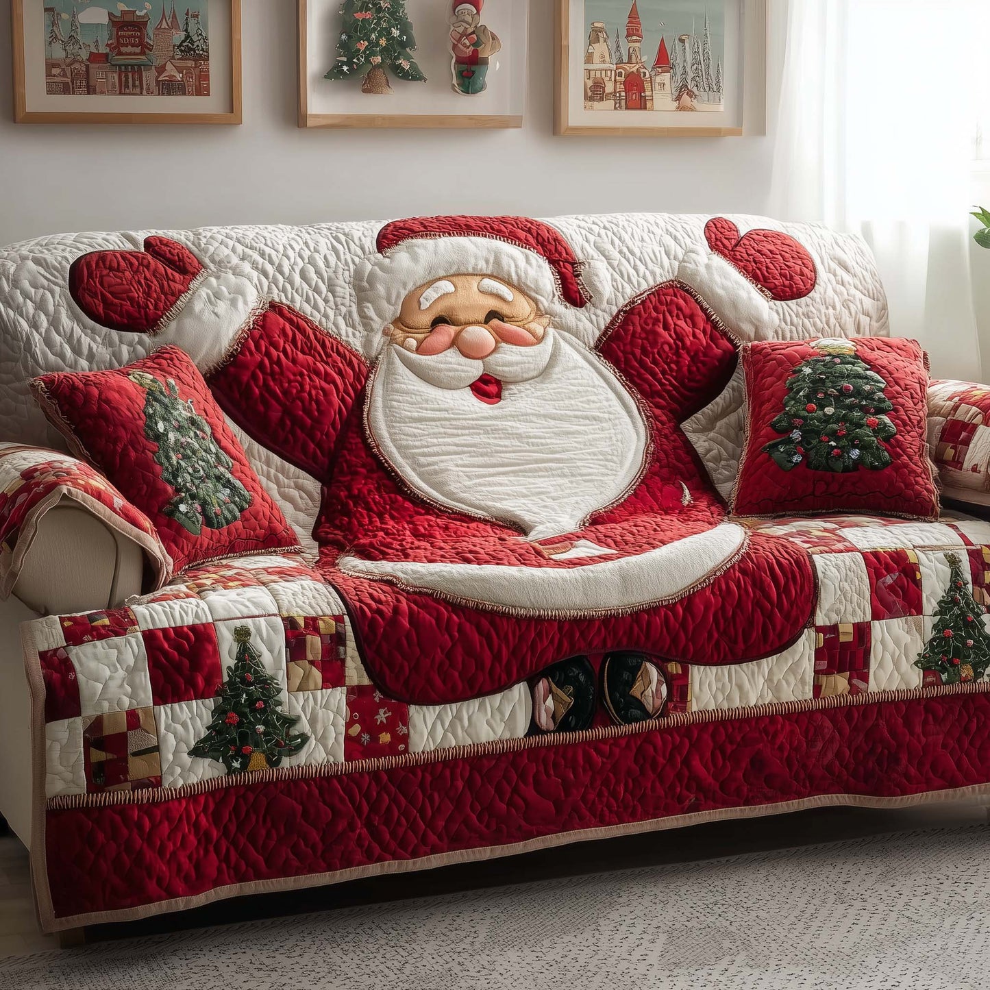 Santa Claus Quilted Sofa Cover GFTOQM217