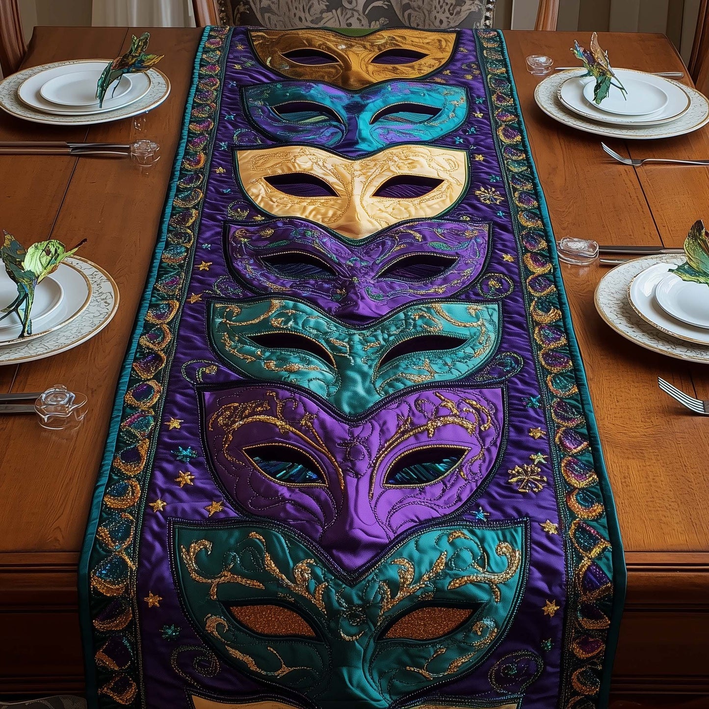 Masquerade Masks Quilted Table Runner GFTOQM2204