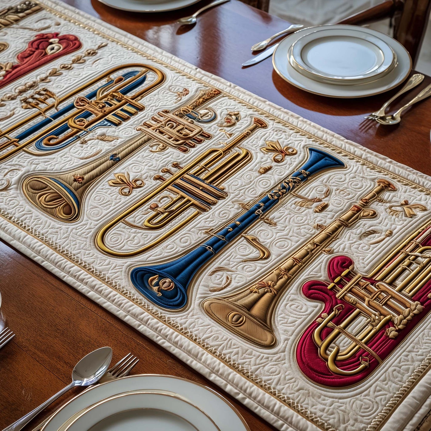 Brass Harmony Quilted Table Runner GFTOQM2205