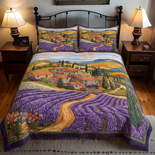 Lavender Village 3-Piece Quilted Bedding Set GFTOQM2240